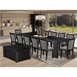 Pemberly Row 14-Piece Dining Table Set in Wire-Brushed Black Finish