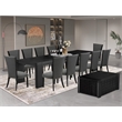 Pemberly Row 14-Piece Dining Set with Extendable Table in Black Wood