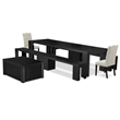 Pemberly Row 6-Piece Dining Set with Extendable Table in Black Wood
