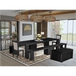 Pemberly Row 6-Piece Extendable Dining Set in Black Acacia Wood Finish