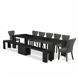 Pemberly Row 9-Piece Dining Table Set in Black Wire Brushed Finish