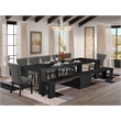 Pemberly Row 9-Piece Dining Table Set in Black Wire Brushed Finish