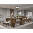 Pemberly Row 5-Piece Extendable Dining Set in Antique Walnut & Gray Linen