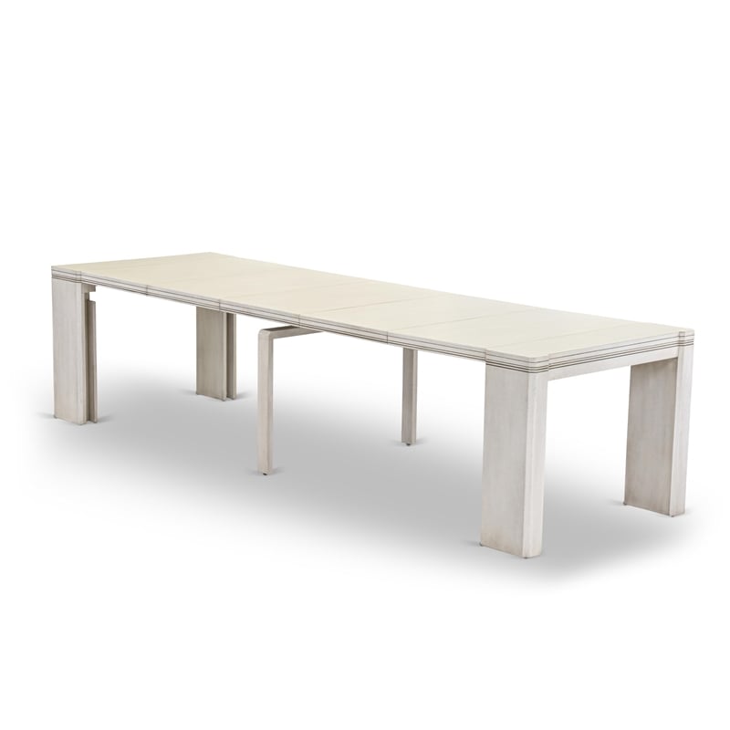 Pemberly Row 9-Piece Extendable Wood Dining Set in Antique White Finish