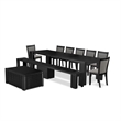 Pemberly Row 10-Piece Dining Set with Transformer Table and Black Finish