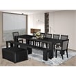 Pemberly Row 10-Piece Dining Set with Transformer Table and Black Finish