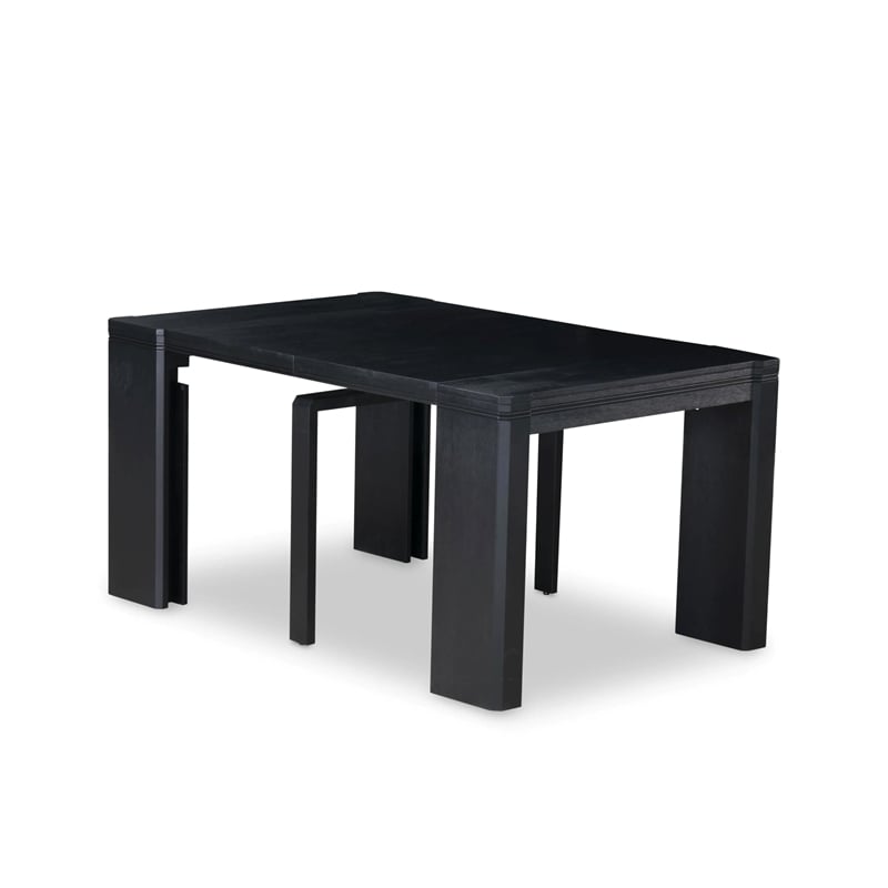 Pemberly Row 2-Piece Kitchen Set with Extendable Table and Bench in Black
