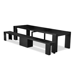 Pemberly Row 2-Piece Kitchen Set with Extendable Table and Bench in Black