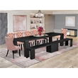 Pemberly Row 9-Piece Extendable Dining Set with Chairs and Bench in Black