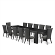 Pemberly Row 13-Piece Extendable Dining Room Table Set in Black Finish