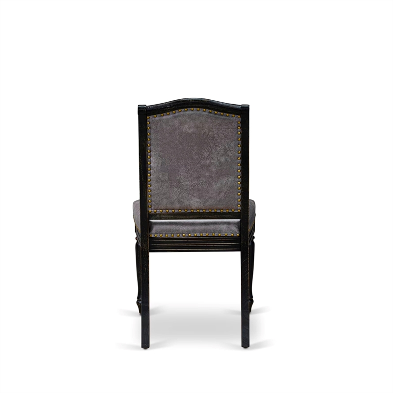 Pemberly Row Parson Dining Chairs in Black Acacia Wood (Set of 2)