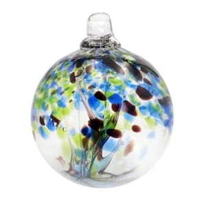 Pemberly Row 4&quot Mystic Hand Blown Art Glass Ornament in Blue