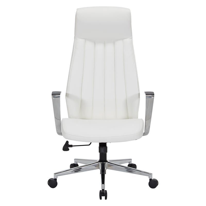 Pemberly Row High-Back Fabric Office Chair with Aluminum Arms & Chrome Base