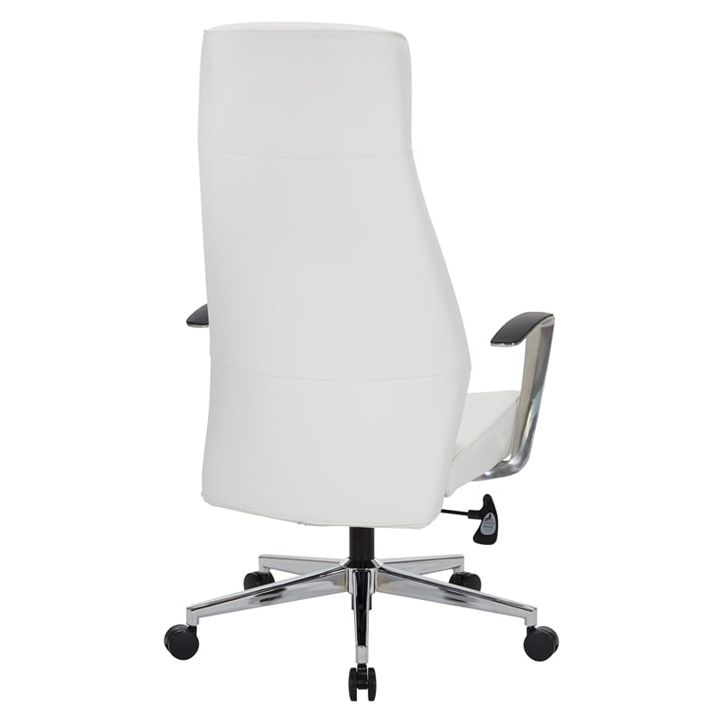 Pemberly Row High-Back Fabric Office Chair with Aluminum Arms & Chrome Base