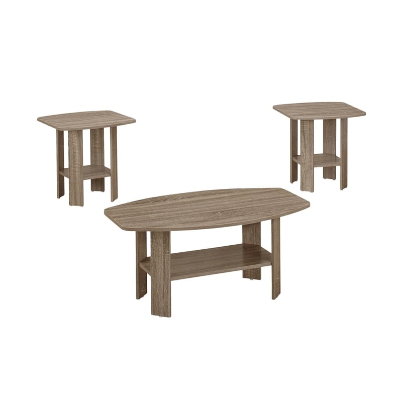 Pemberly Row 3-Piece Coffee Table Set in Dark Taupe Laminate Wood Finish