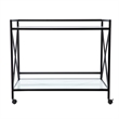 Pemberly Row Contemporary Metal and Glass Bar Cart in Black