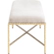 Pemberly Row Chenille Upholstered Beige Bench with Metal Frame