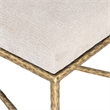 Pemberly Row Chenille Upholstered Beige Bench with Metal Frame