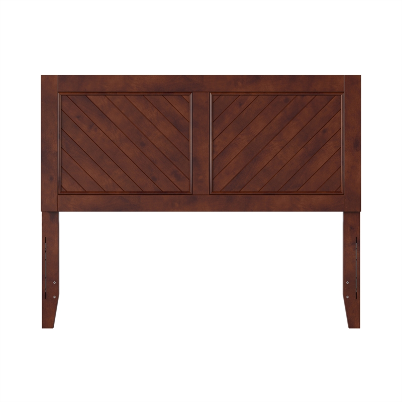 Pemberly Row Full Wood Headboard with Chevron Design in Walnut