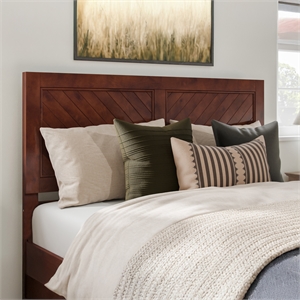 Pemberly Row Queen Wood Headboard with Chevron Design in Walnut