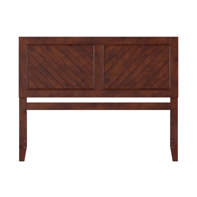 Pemberly Row Queen Wood Headboard with Chevron Design in Walnut