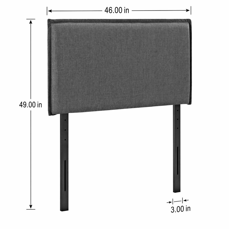 Pemberly Row Twin Upholstered Polyester Fabric Headboard in Gray