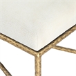 Pemberly Row Upholstered Bench in Cream Chenille Fabric with Brass Frame