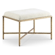 Pemberly Row Upholstered Bench in Cream Chenille Fabric with Brass Frame