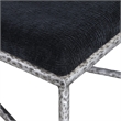 Pemberly Row Upholstered Bench in Black Chenille Fabric with Silver Frame