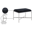 Pemberly Row Upholstered Bench in Black Chenille Fabric with Silver Frame