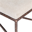 Pemberly Row Upholstered Bench in Beige Chenille Fabric with Bronze Frame