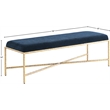 Pemberly Row Upholstered Bench with Navy Chenille Fabric and Brass Finish