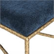 Pemberly Row Upholstered Bench with Navy Chenille Fabric and Brass Finish