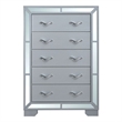 Pemberly Row 5-Drawer Wood Bedroom Chest in Silver Finish with Mirror Accents