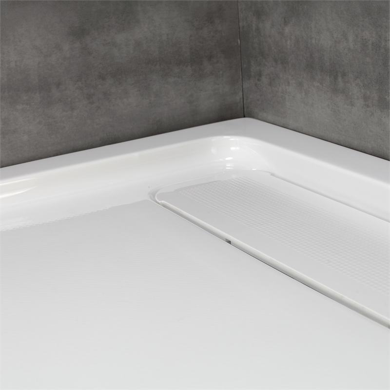 Pemberly Row Stainless Steel Corner Shower Kit measuring 32