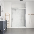 Pemberly Row Satin Nickel Alcove Shower Kit measuring 32