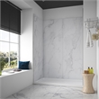 Pemberly Row Satin Nickel Alcove Shower Kit measuring 32