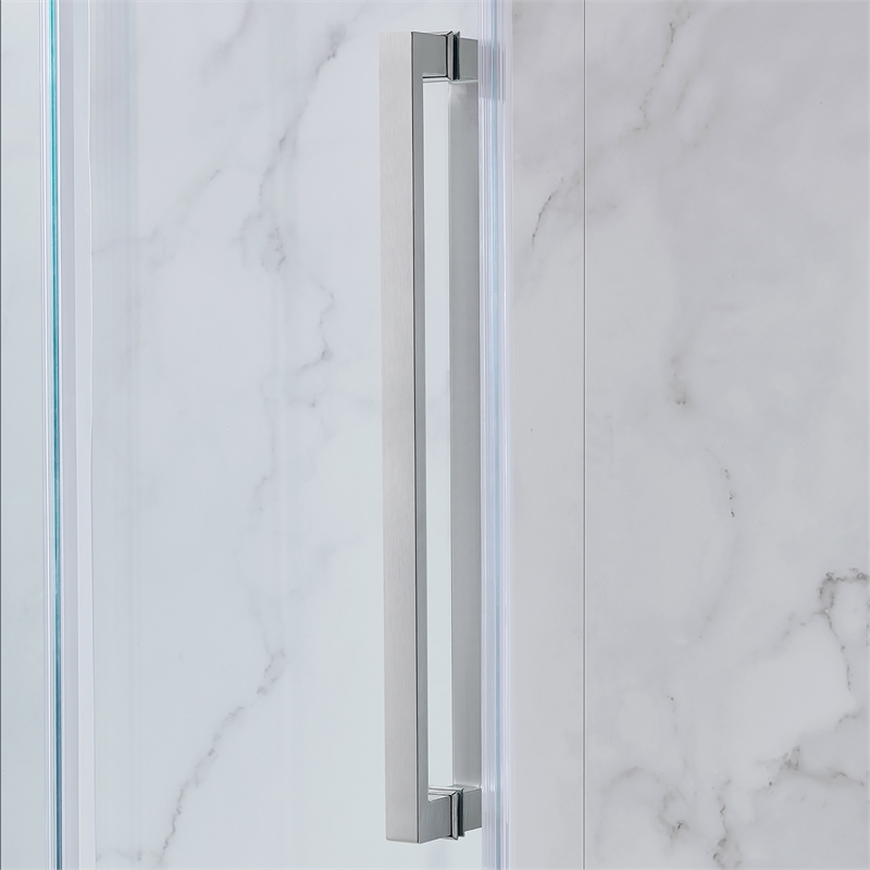 Pemberly Row Satin Nickel Alcove Shower Kit measuring 32