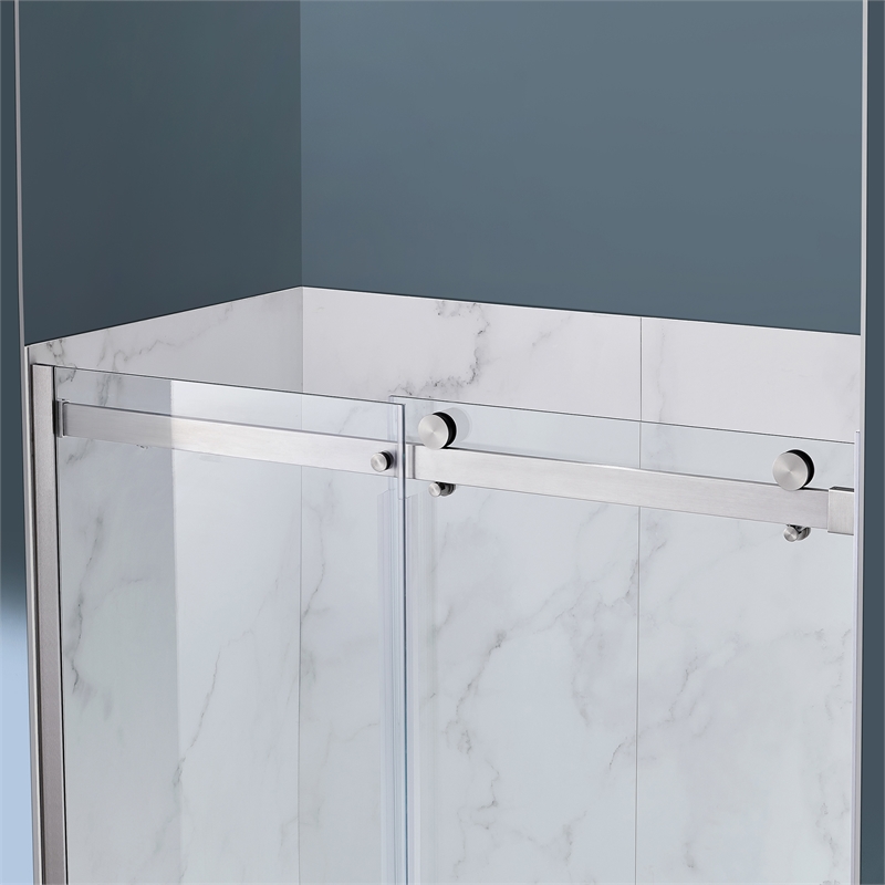 Pemberly Row Satin Nickel Alcove Shower Kit measuring 32