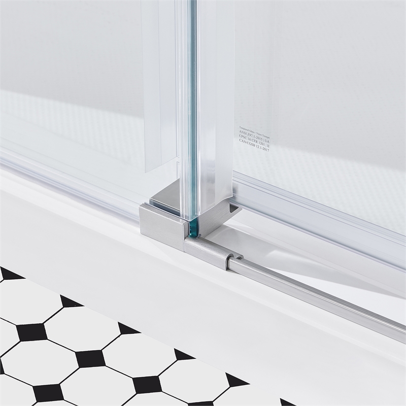 Pemberly Row Satin Nickel Alcove Shower Kit measuring 32