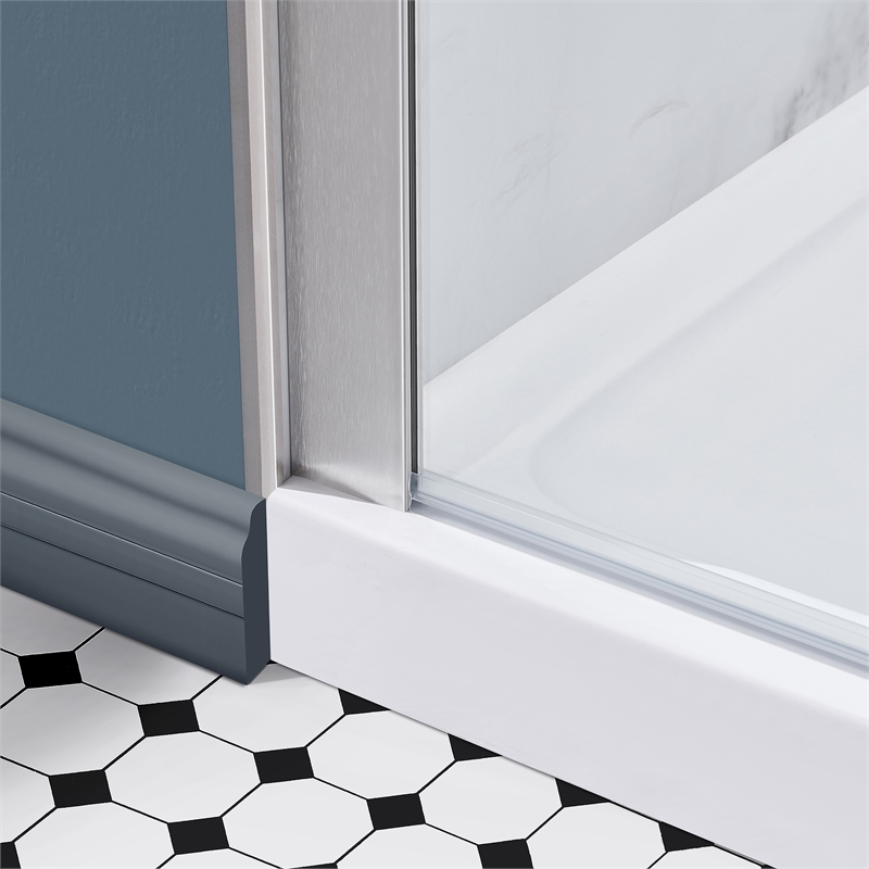 Pemberly Row Satin Nickel Alcove Shower Kit measuring 32