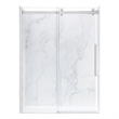 Pemberly Row Satin Nickel Alcove Shower Kit measuring 32