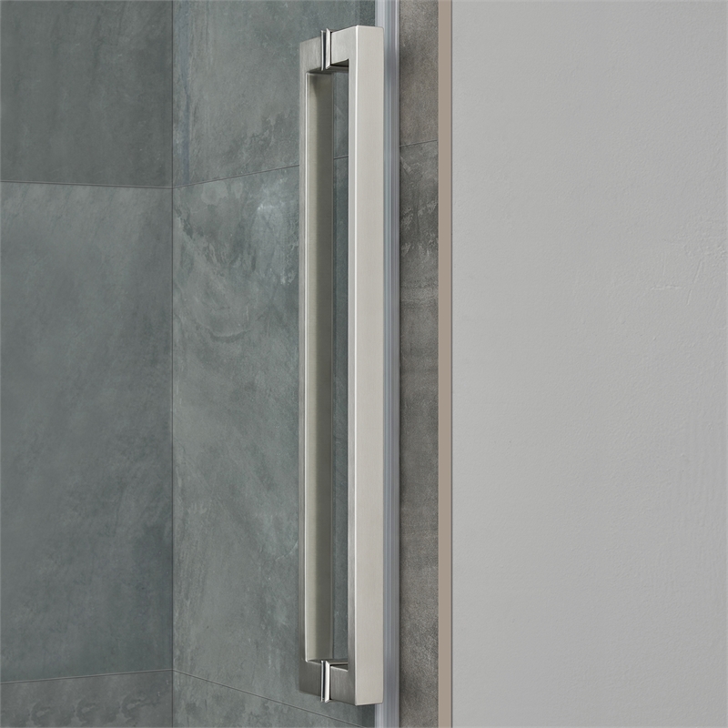 Pemberly Row Brushed Nickel Alcove Shower Kit measuring 32