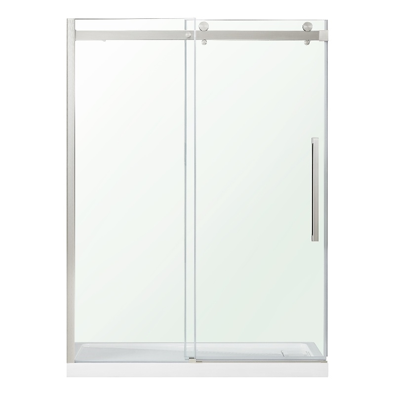 Pemberly Row Brushed Nickel Alcove Shower Kit measuring 32