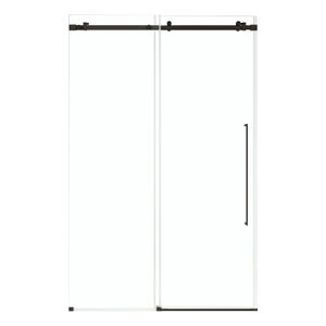 Pemberly Row 48&quot Wx74&quot H Frameless Alcove Shower Door in Black