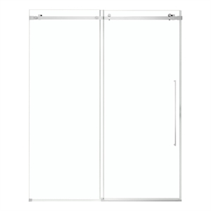Pemberly Row 60&quot Wx74&quot H Sliding Shower Door in Satin Nickel