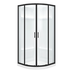 Pemberly Row 36&quotx36&quotx73&quot 3-Piece Acrylic Corner Shower Kit in Black