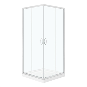 Pemberly Row 36&quotx36&quotx73&quot 2-Piece Square Corner Shower Kit in Nickel