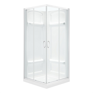 Pemberly Row 36&quotx36&quotx73&quot 3-Piece Square Corner Shower Kit in Chrome