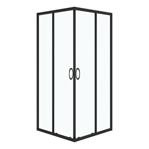 Pemberly Row 34&quotx34&quotx73&quot Square Corner Shower Door in Black with 6 mm Glass